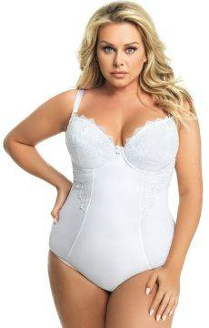 Eleganckie body Gorsenia G184 Livia z odpinanymi ramiączkami BIAŁE
