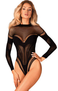 Siateczkowe body z geometrycznymi wycięciami Obsessive B135