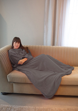 Koc z rękawami - puch szary - Dkaren