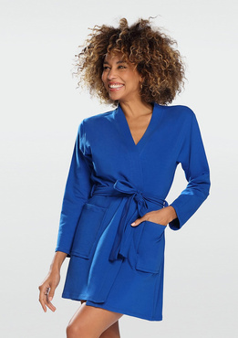 Szlafrok/Podomka bawełniana POLA - niebieski- Dkaren