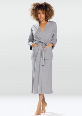 Bawełniany szlafrok/ podomka MELISSA - szary- Dkaren