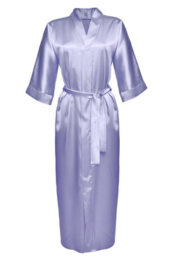 Długi satynowy szlafrok 130 błękit - Dkaren