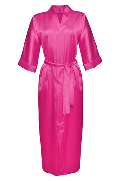 Długi satynowy szlafrok 130 pink - Dkaren