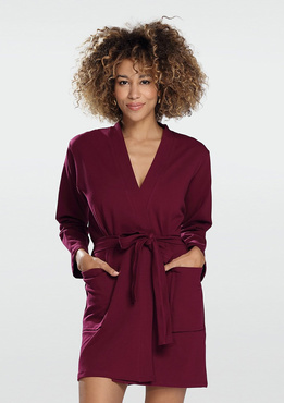 Szlafrok/Podomka bawełniana POLA - bordo- Dkaren