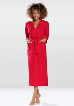 Bawełniany szlafrok/ podomka MELISSA - czerowny- Dkaren