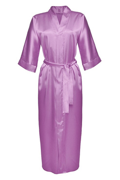 Długi satynowy szlafrok 130 wrzos - Dkaren