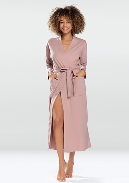 Bawełniany szlafrok/ podomka MELISSA - pudrowy róż- Dkaren