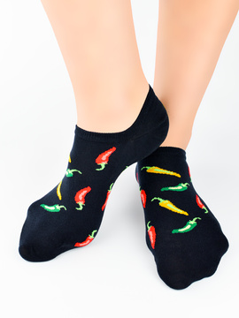 Czarne męskie stopki ze wzorem w papryczki Noviti ST002 M02