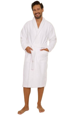 Elegancki biały szlafrok męski frotte De Lafense Manuele 735