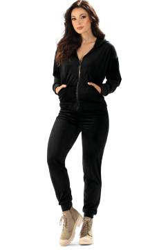 Czarny welurowy komplet dresowy Hamana Leonardo