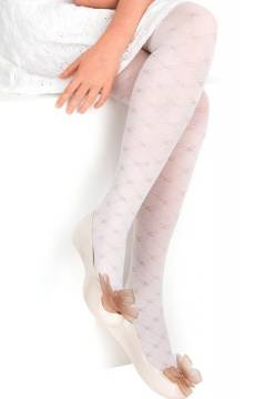 Rajstopy mikrofibra białe w kokardki Noviti RM011