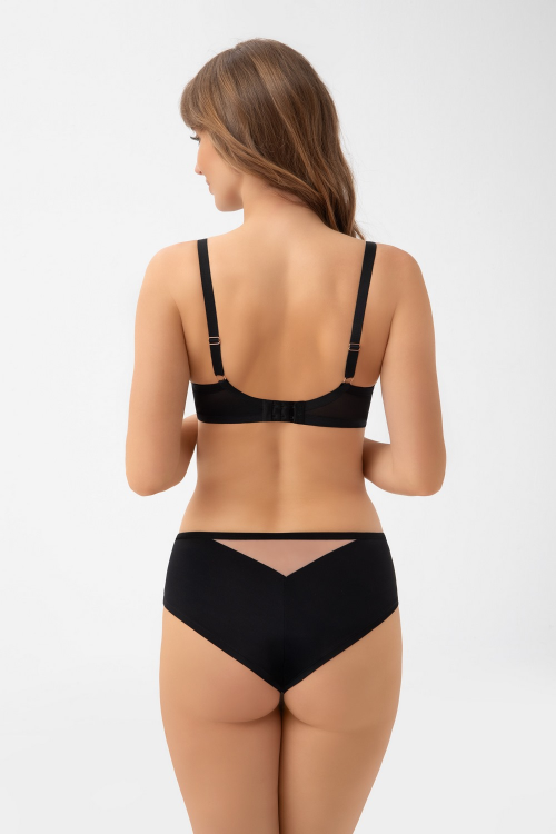 Miękki biustonosz na drutach z paskami G001 LEXI czarny- Gorsenia