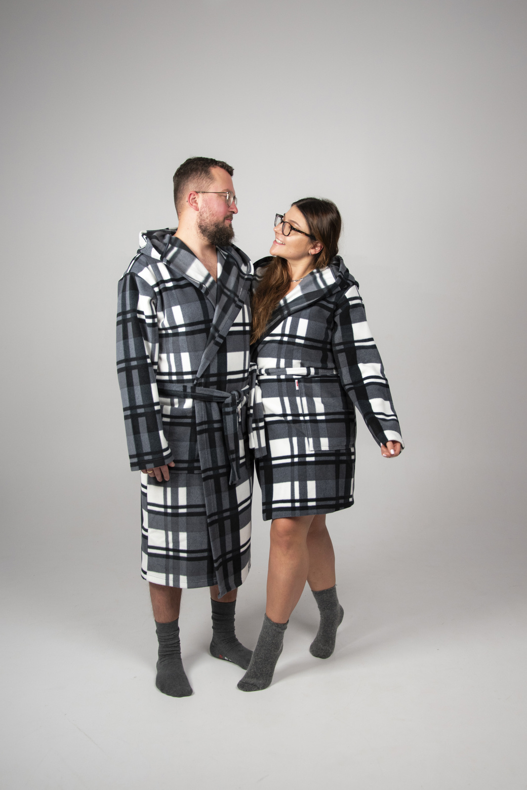 Cieplutki szlafrok męski SZARY Kocyk 034 De Lafense