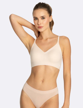Bezszwowy biustonosz SIMPLE BRA TOP BRALETKA beżowy
