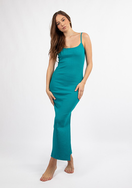 Dopasowana sukienka DK-K-P7 - nefti bawełna prążki - Dkaren