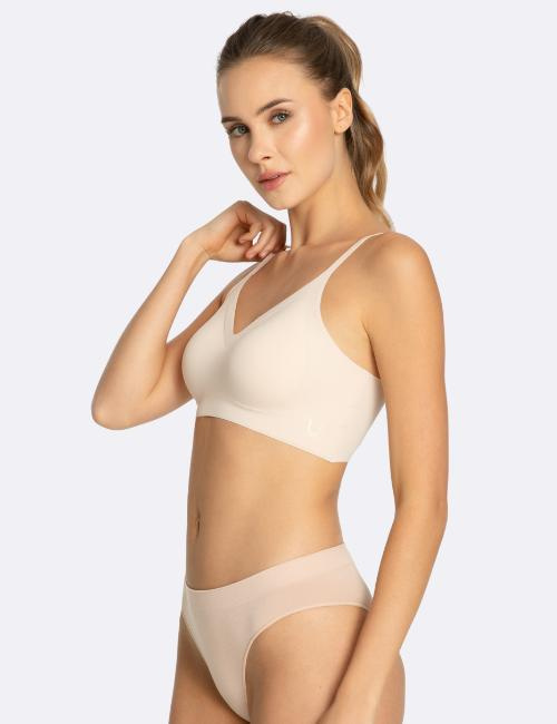 Bezszwowy biustonosz SIMPLE BRA TOP BRALETKA beżowy