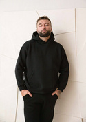 Wygodny dres męski Dk-k-b14 czarny  bawełna gruba - Dkaren