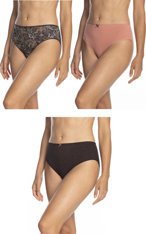 Bawełniane figi damskie Lama 3-pak Bikini - ciemne kolory