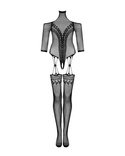Siateczkowy bodystocking połączenie body i pończoch Obsessive G333