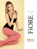 Neonowo różowe gładkie rajstopy Fiore COTTON CANDY