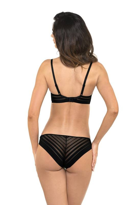 Figi czarne ze wzorem w paski Gorteks LUNA/F