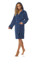Damski niebieski szlafrok frotte L&L 2101 navy 