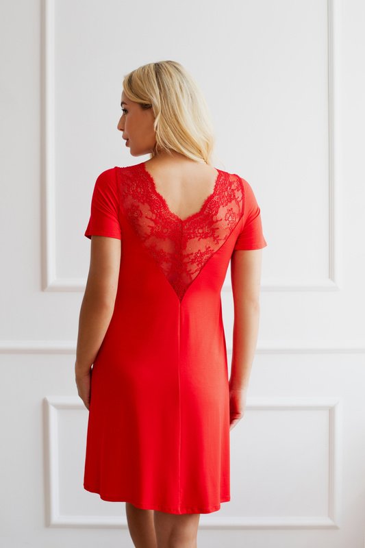 Koronkowa czerwona koszula nocna  Babella SIMONE