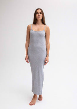 Dopasowana sukienka DK-K-P7 - szary bawełna prążki - Dkaren