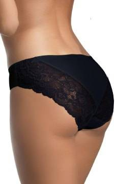 Oddychające czarne bezszwowe figi z koronką Babell 2003