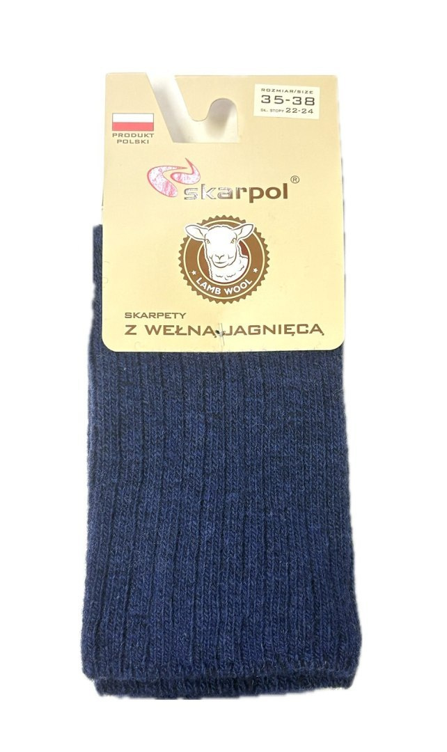 Ekskluzywne skarpetki z wełny jagnięcej  Skarpol 53 - ciemnogranatowe