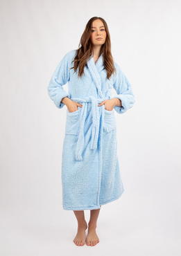 Puchaty szlafrok/ podomka ELIZA DŁUGA - puch błękit  - Dkaren