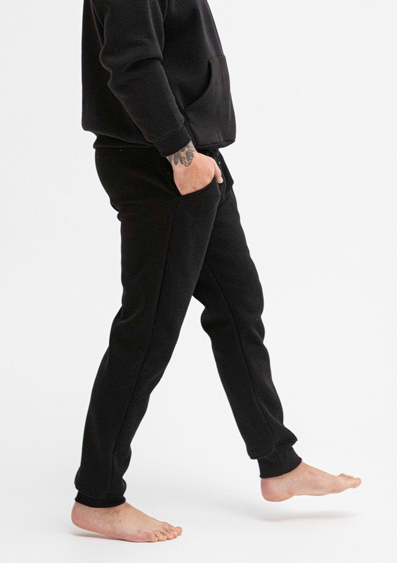 Spodnie męskie dresowe DK-K-B14 czarny  bawełna gruba - Dkaren