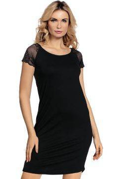Ekskluzywna czarna koszula nocna De Lafense 349 / 462 Estelle S-4XL