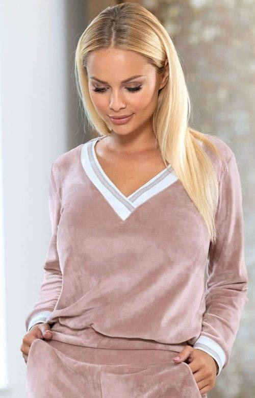 Komplet dresowy welurowy Unikat GERI pudrowy róż