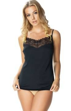 Jedwabna koszulka z koronkowym dekoltem Mewa 6384 Lena