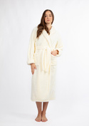 Puchaty szlafrok/ podomka ELIZA DŁUGA - puch ecru - Dkaren