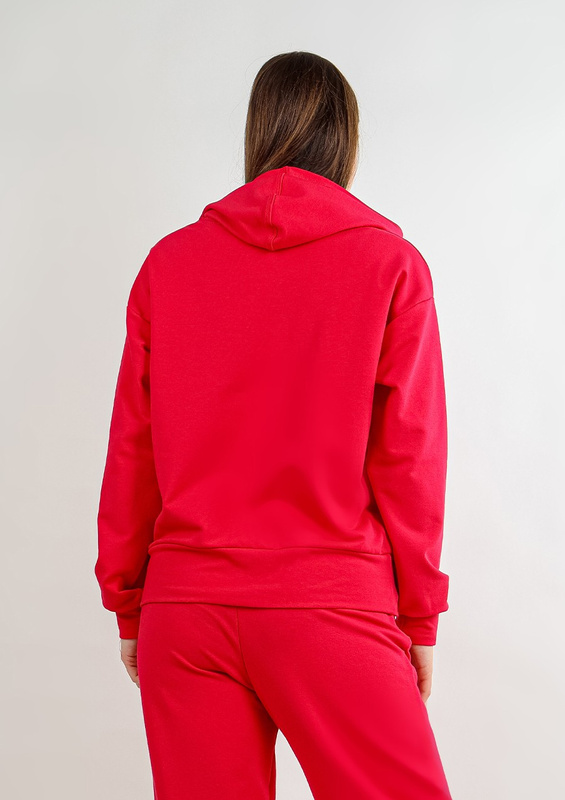 Modna bluza z kapturem DK-K-B8 - malina bawełna - Dkaren