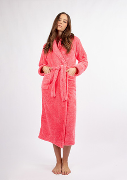 Puchaty szlafrok/ podomka ELIZA DŁUGA - puch koral  - Dkaren