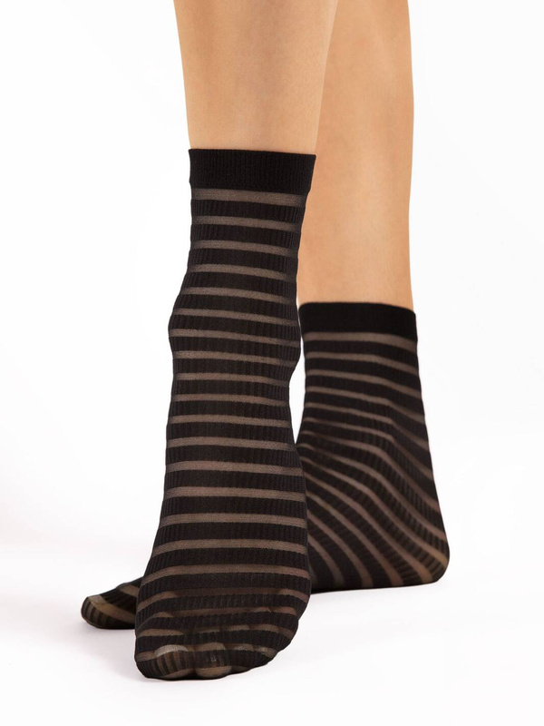 Damskie skarpetki w czarne paski Fiore IZZY 20 den