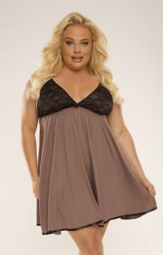 Koszulka plus size De Lafense 713 CLOCHE w kolorze mocca