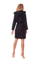Krótki czarny szlafrok damski z kapturem L&L 2319 End