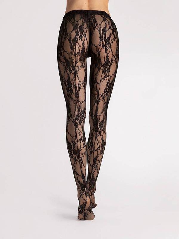 Koronkowe czarne  rajstopy Fiore DONATELLA