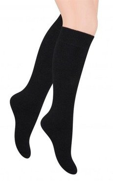 Czarne bawełniane podkolanówki damskie Steven 072