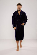 Elegancki granatowy szlafrok męski frotte De Lafense Manuele 735