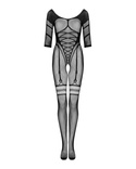 Czarny siateczkowy bodystocking z głebokim dekoltem Obsessive G329