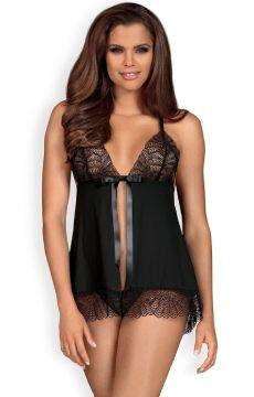 Czarny koronkowy komplet 2-częściowy Obsessive - Chiccanta
