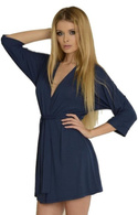 Granatowy dresowy szlafrok damski  De Lafense Visa 544/549 S-5XL