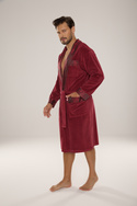 Bawełniany długi szlafrok męski Noble De Lafense z satynowym obłożeniem - 868 burgund
