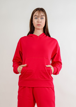 Modna bluza z kapturem DK-K-B8 - malina bawełna - Dkaren