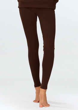 Legginsy Bayo - czekolada bawełna prążki  - Dkaren